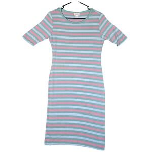 LuLaRoe Julia Midi Dress Pastel Stripes Women's New With Tags Small